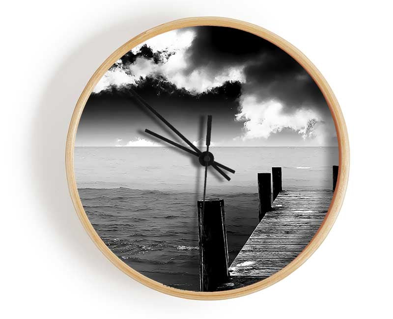 Black And White Pier Clock - Wallart-Direct UK