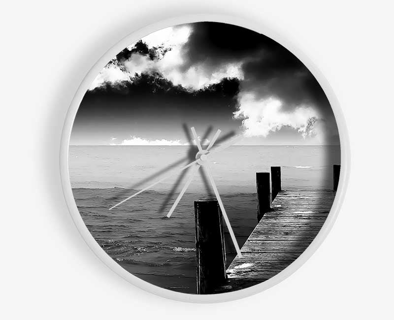 Black And White Pier Clock - Wallart-Direct UK