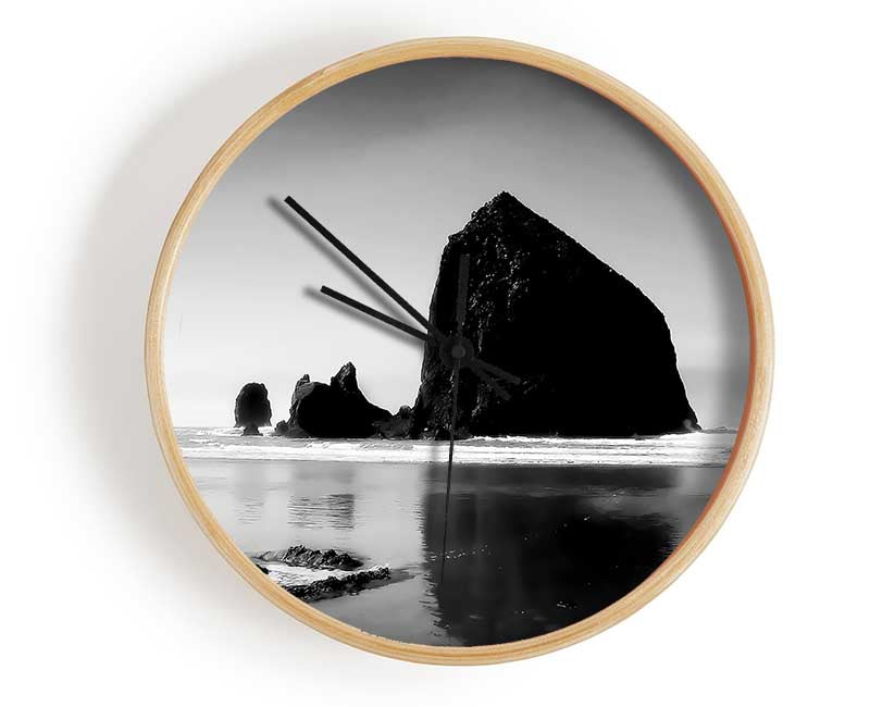 Turning Of The Tides B n W Clock - Wallart-Direct UK