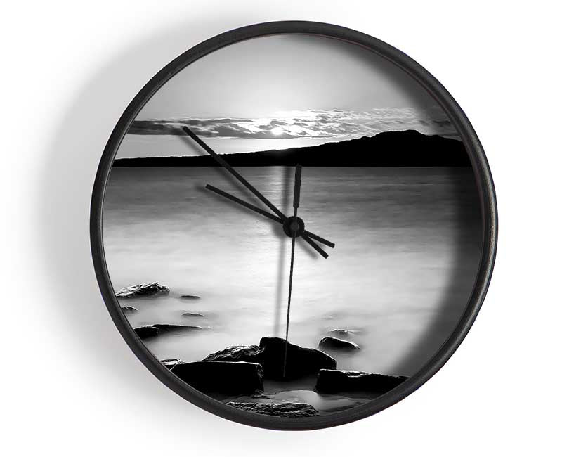 Ocean Mist Reflections B n W Clock - Wallart-Direct UK