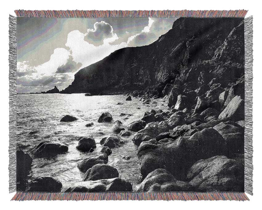 Cornwall Waters B n W Woven Blanket