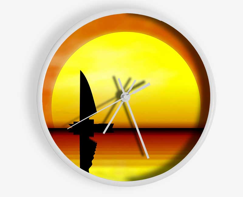 Boat Sailing In The Sunset Clock - Wallart-Direct UK