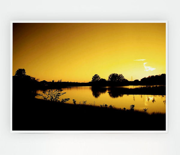 Yellow Peaceful Waters Print Poster Wall Art