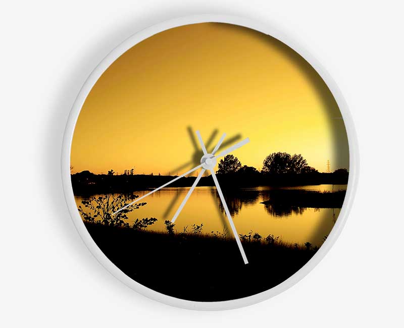 Yellow Peaceful Waters Clock - Wallart-Direct UK