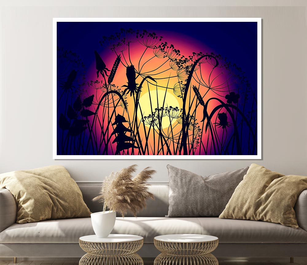 Flower Sun Glow Print Poster Wall Art