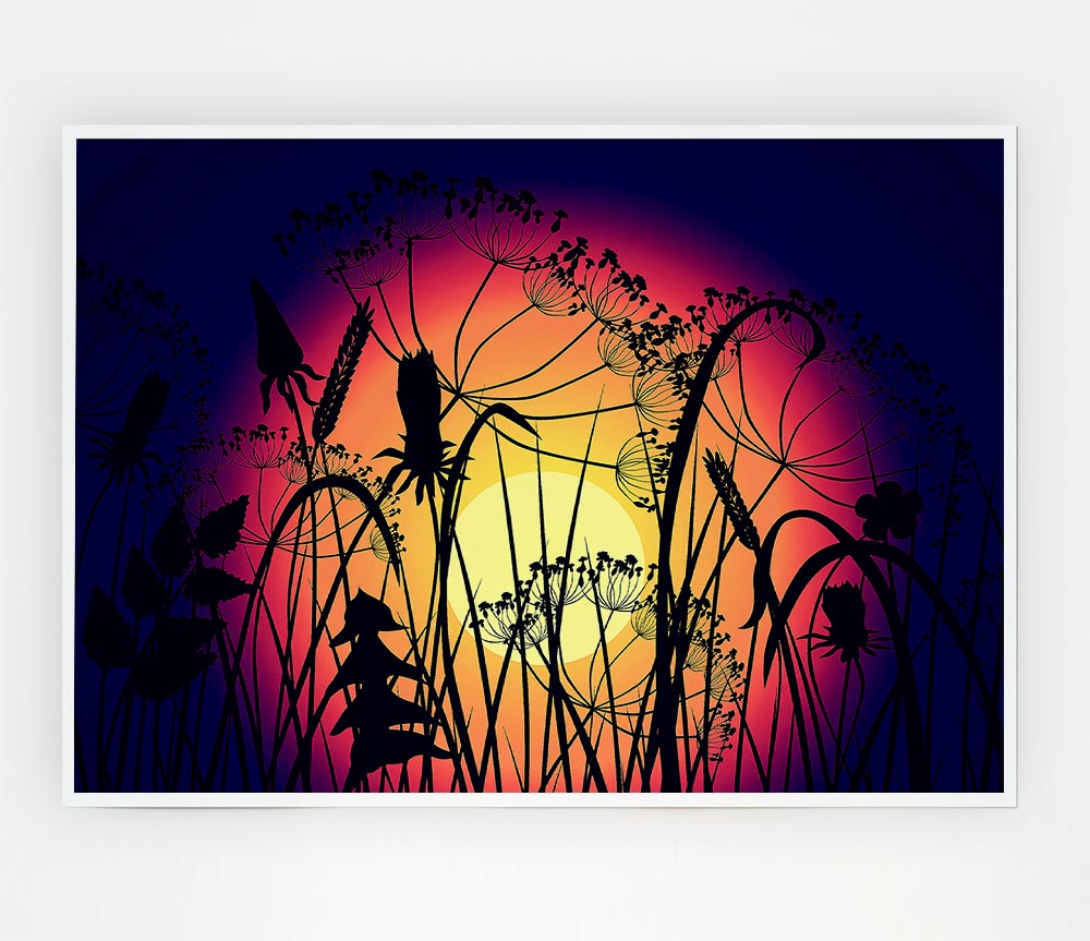 Flower Sun Glow Print Poster Wall Art