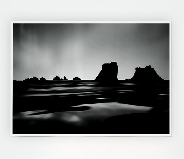 Black And White Ocean Print Poster Wall Art