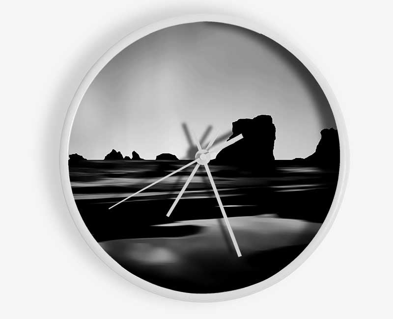 Black And White Ocean Clock - Wallart-Direct UK