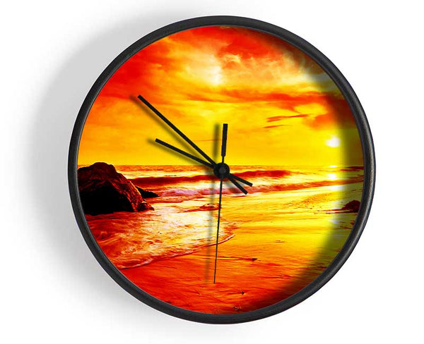 Blazing Orange Seas Clock - Wallart-Direct UK