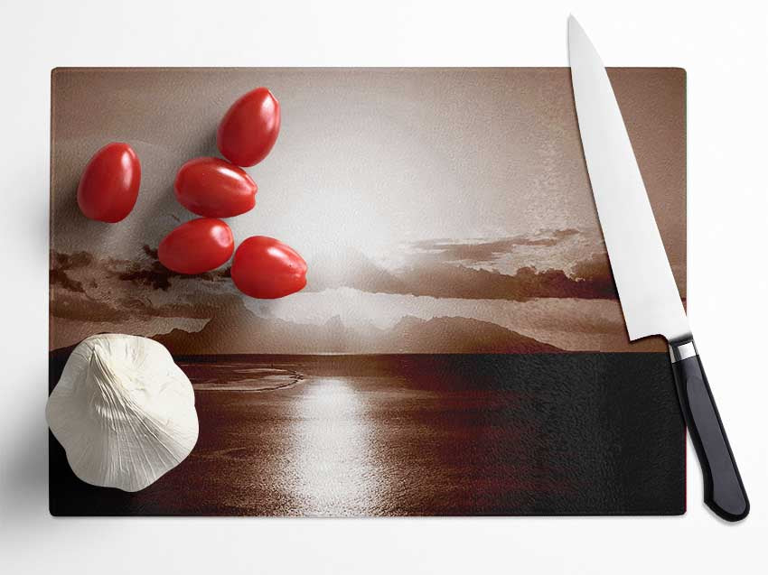 Chocolate Ocean Reflections Glass Chopping Board