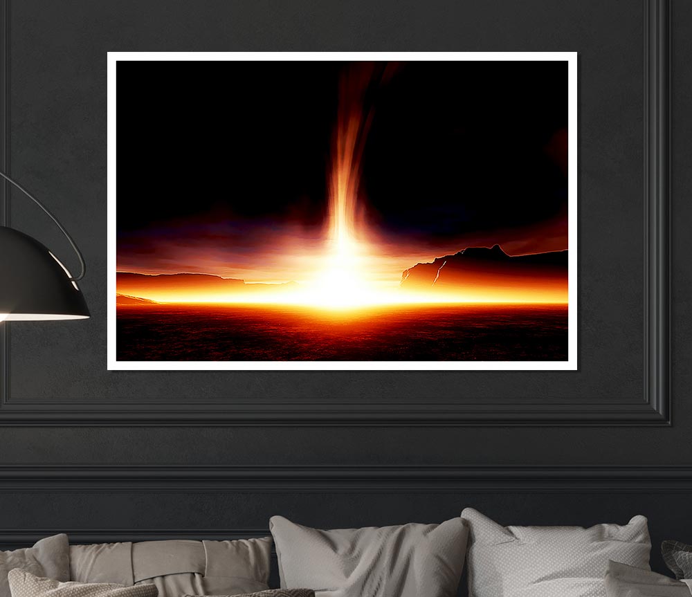 Blazing Sun Star Print Poster Wall Art