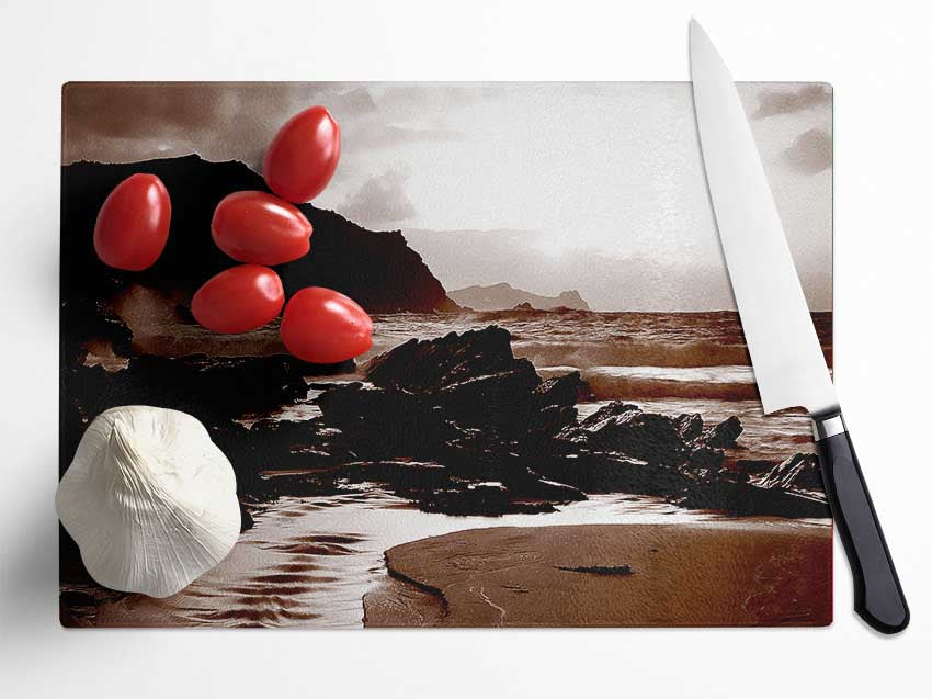 Chocolate Path To The Ocean Glass Chopping Board