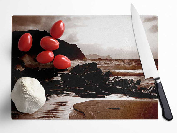 Chocolate Path To The Ocean Glass Chopping Board