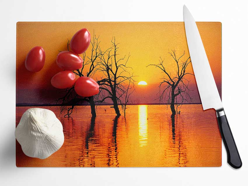 Trees In The Ocean Glass Chopping Board