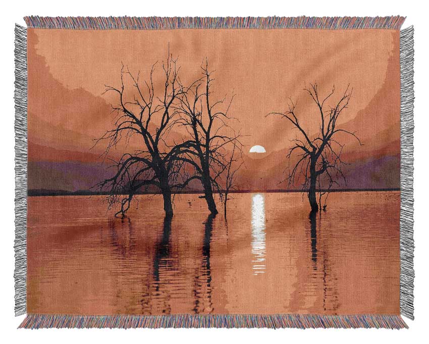 Trees In The Ocean Woven Blanket