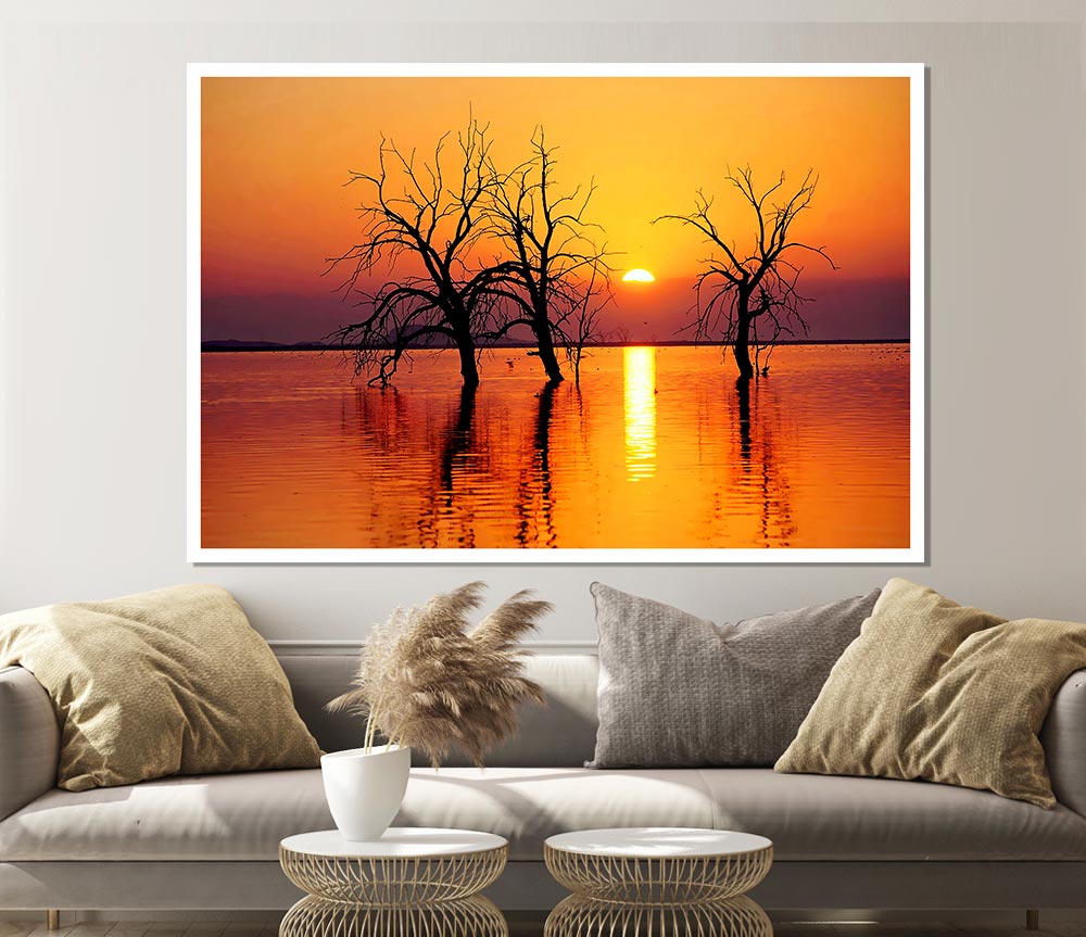 Trees In The Ocean Print Poster Wall Art