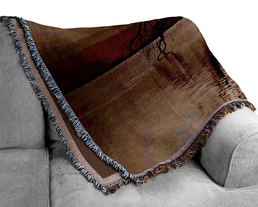 Chocolate River Tree Woven Blanket