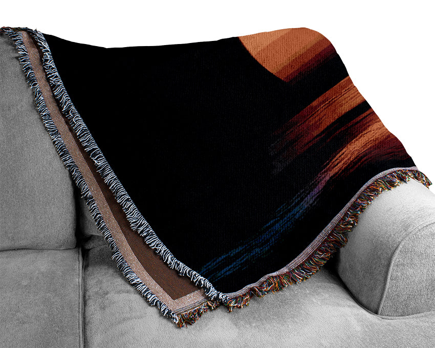 Huge Golden Sun Over Ocean Woven Blanket