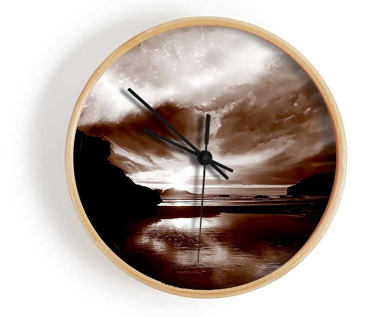 Chocolate Storm Skys Clock - Wallart-Direct UK