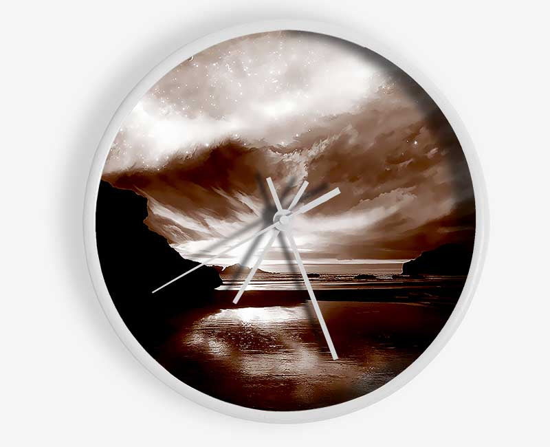 Chocolate Storm Skys Clock - Wallart-Direct UK