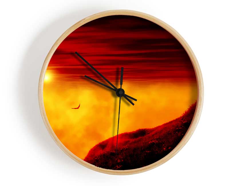 Red Sky Above The Clouds Clock - Wallart-Direct UK