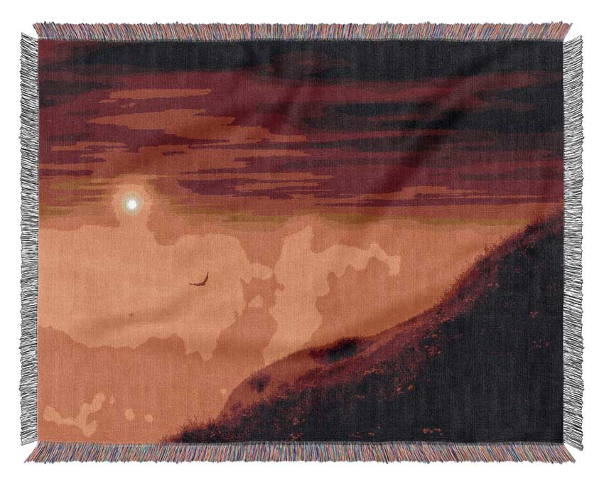 Red Sky Above The Clouds Woven Blanket