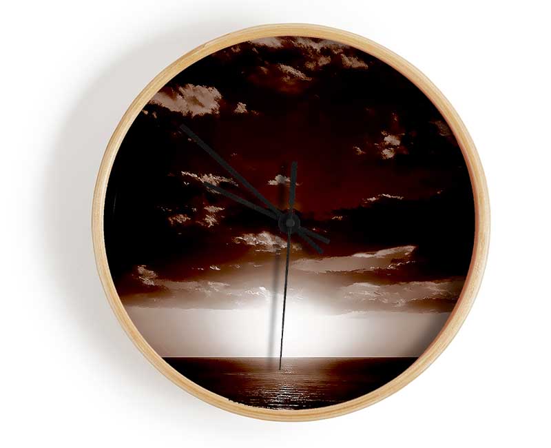 Chocolate Sun Clouds Clock - Wallart-Direct UK