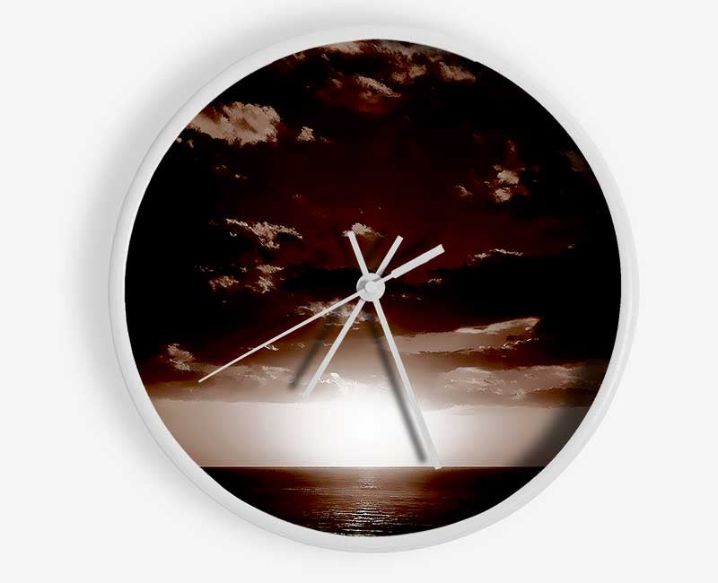 Chocolate Sun Clouds Clock - Wallart-Direct UK