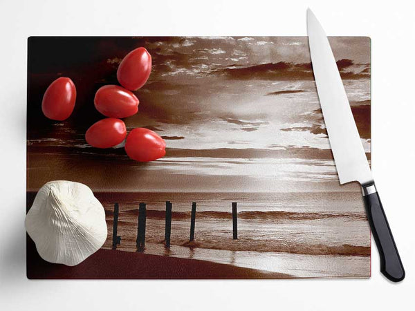 Chocolate Ocean Walk Glass Chopping Board