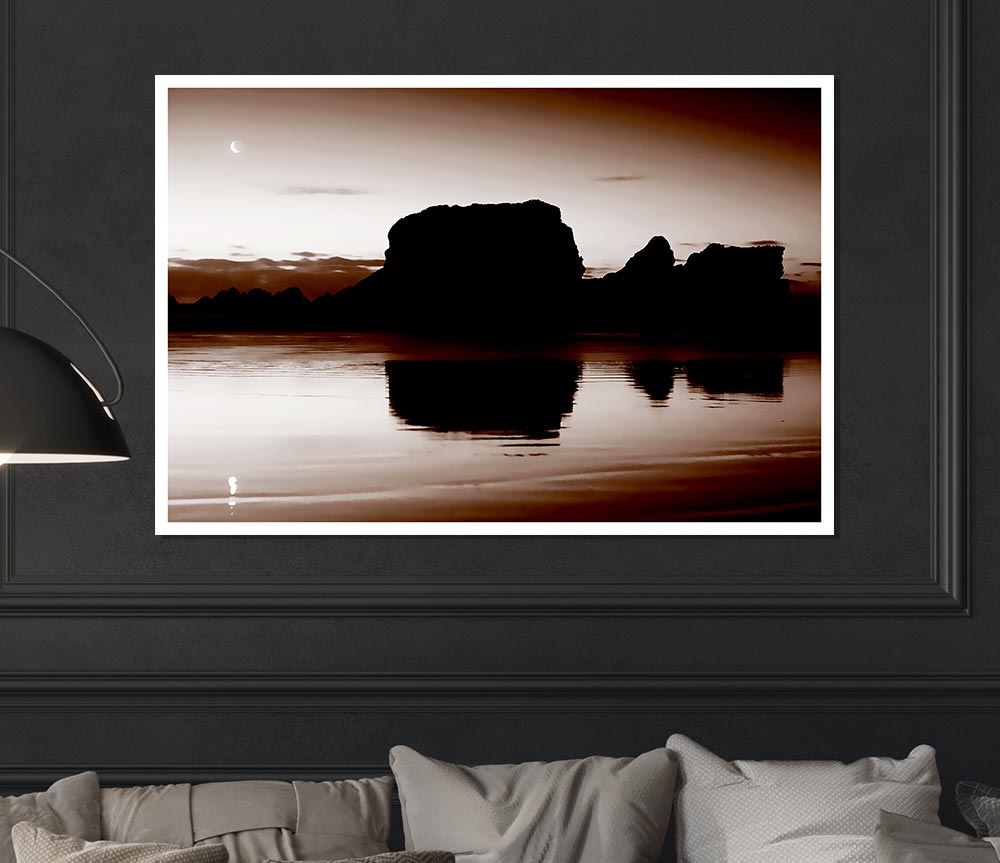 Chocolate Moon Reflection Print Poster Wall Art