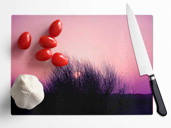 The Sun Reeds Pink Glass Chopping Board