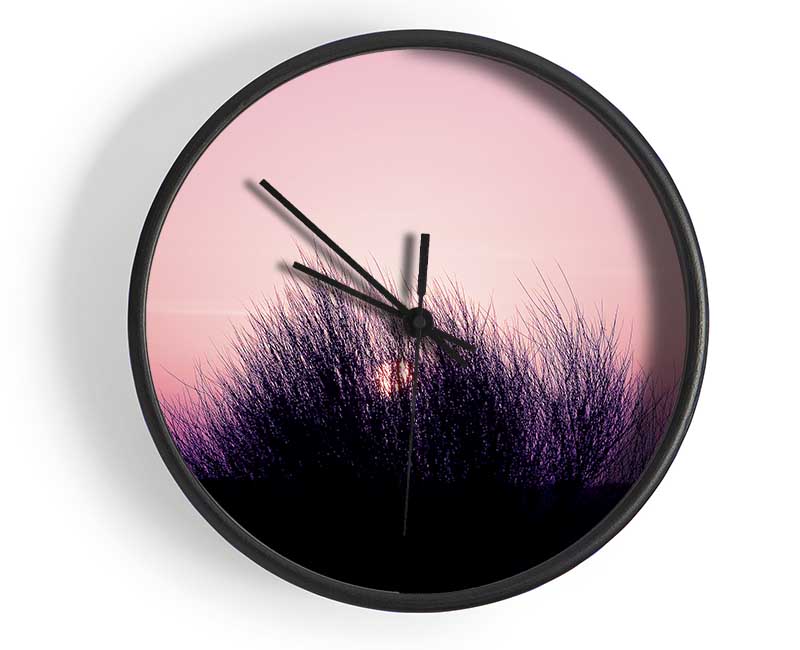 The Sun Reeds Pink Clock - Wallart-Direct UK