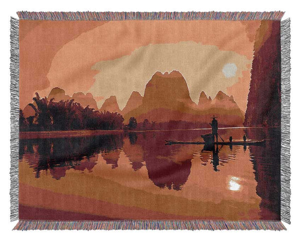 Fisherman Reflection Caramel Woven Blanket