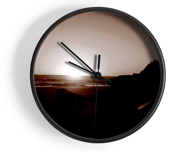 Chocolate Sunrays Clock - Wallart-Direct UK