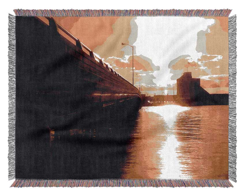 The Pier Above Caramel Woven Blanket