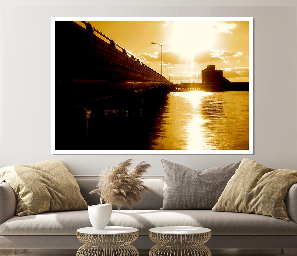 The Pier Above Caramel Print Poster Wall Art