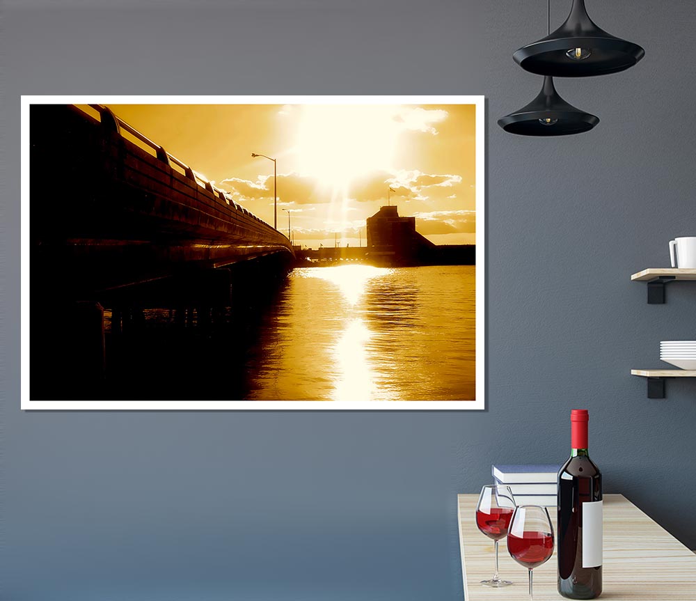 The Pier Above Caramel Print Poster Wall Art