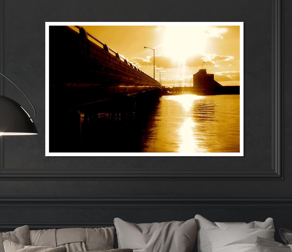 The Pier Above Caramel Print Poster Wall Art