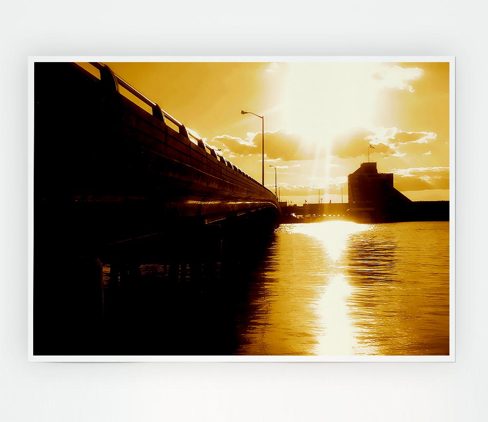 The Pier Above Caramel Print Poster Wall Art