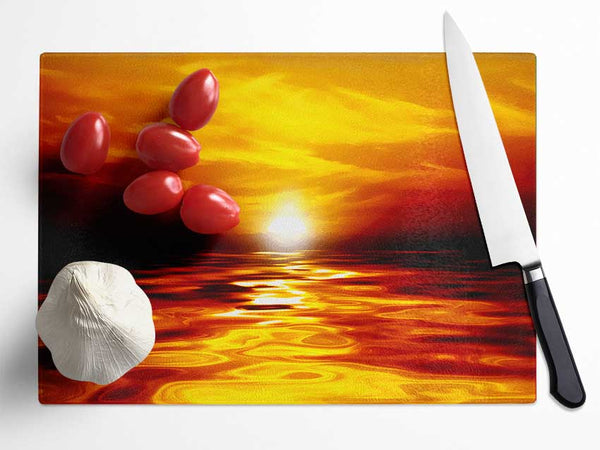 Lava Ocean Sunset Yellow Glass Chopping Board