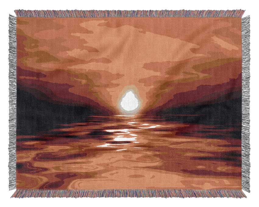 Lava Ocean Sunset Yellow Woven Blanket