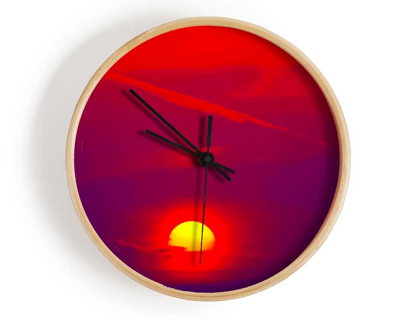 The Glow Of The Red Sun Clock - Wallart-Direct UK