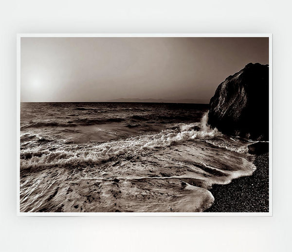 Chocolate Ocean Sun Print Poster Wall Art