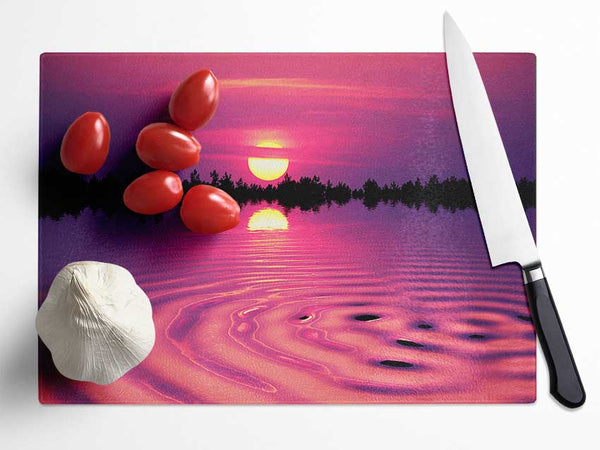 Pink Sunset Lake Swirl Glass Chopping Board