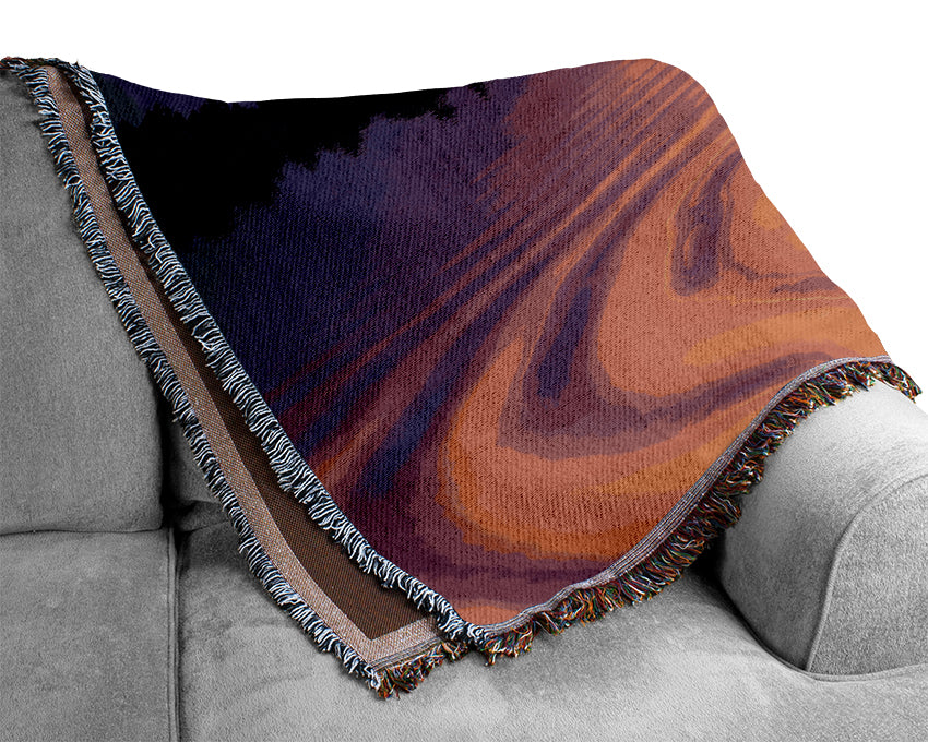 Pink Sunset Lake Swirl Woven Blanket