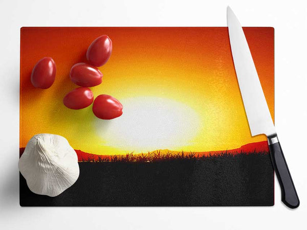 The Glowing Golden Sun Glass Chopping Board