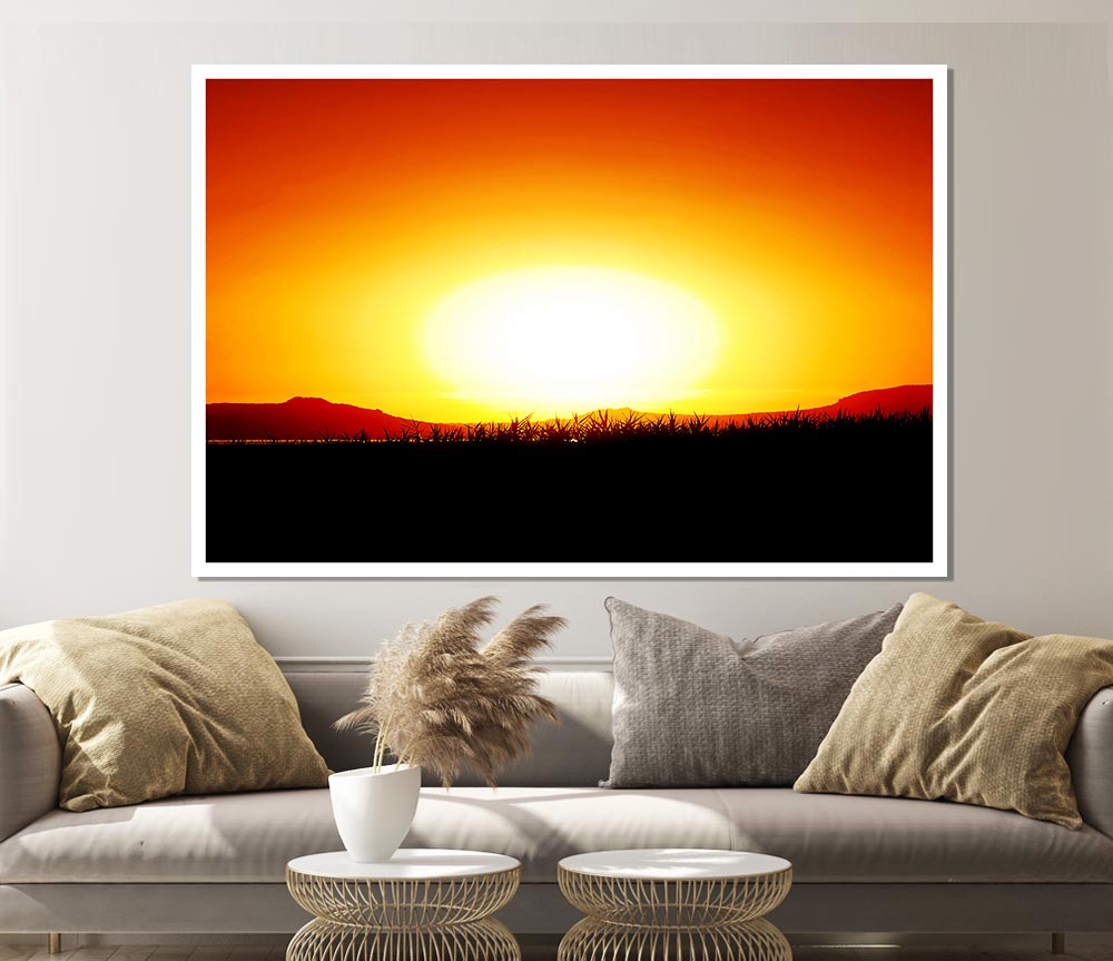 The Glowing Golden Sun Print Poster Wall Art