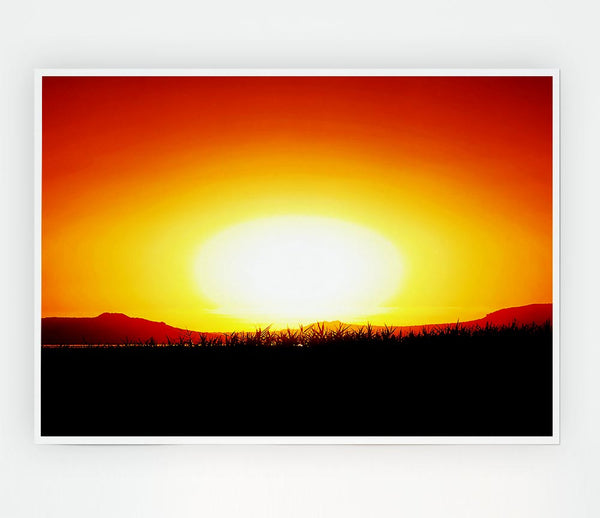 The Glowing Golden Sun Print Poster Wall Art