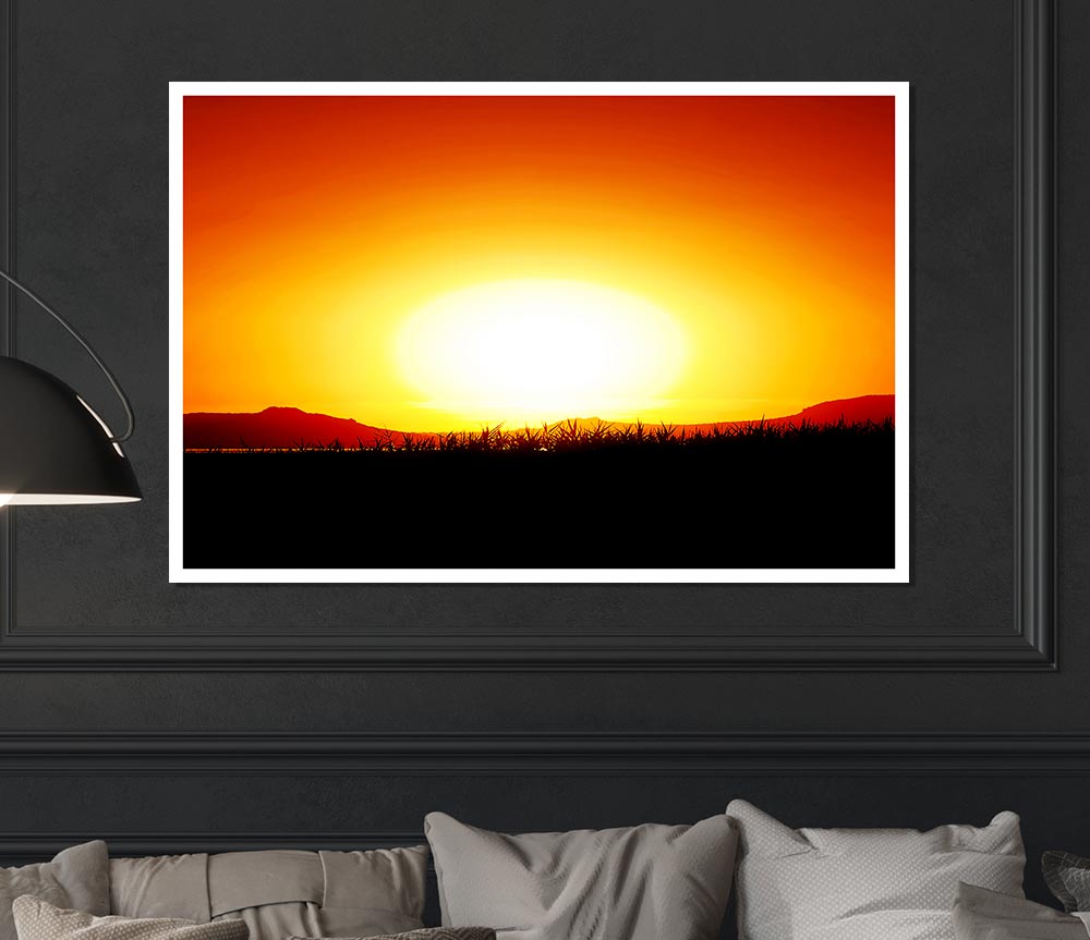 The Glowing Golden Sun Print Poster Wall Art