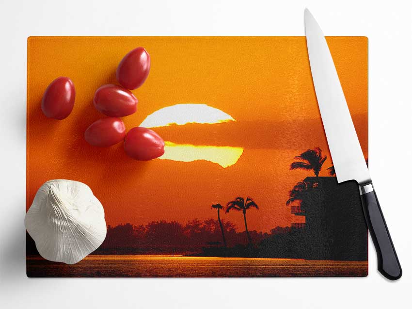 Paradise Beach House Glass Chopping Board